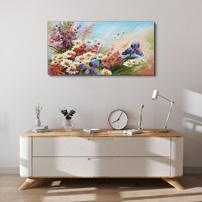 Tableau imprimé sur toile Un bouquet de fleurs printanières au soleil