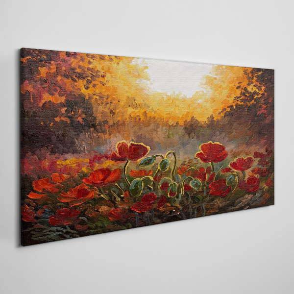 Tableau sur toile Coquelicots dorés dans la lumière du matin