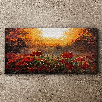 Tableau sur toile Coquelicots dorés dans la lumière du matin