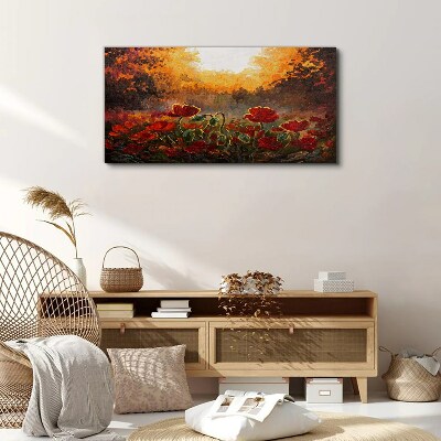 Tableau sur toile Coquelicots dorés dans la lumière du matin