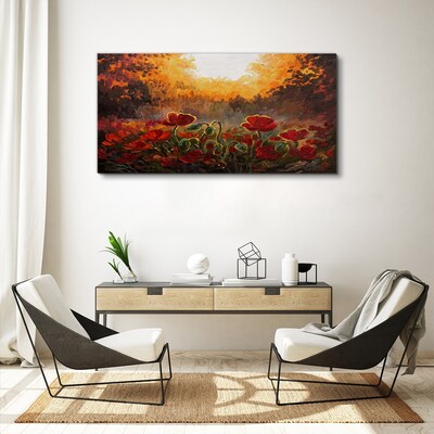 Tableau sur toile Coquelicots dorés dans la lumière du matin