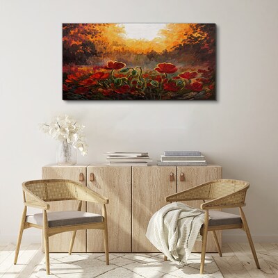 Tableau sur toile Coquelicots dorés dans la lumière du matin