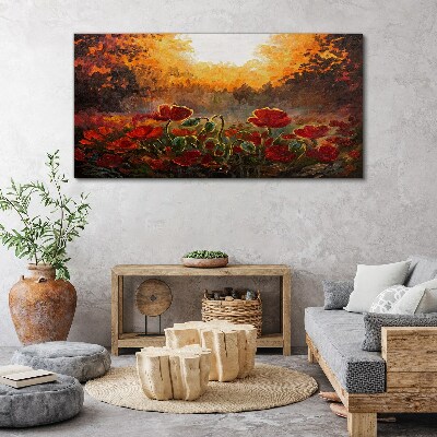 Tableau sur toile Coquelicots dorés dans la lumière du matin