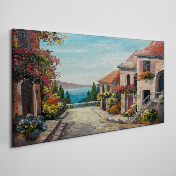 Tableau imprimé sur toile Une charmante rue en bord de mer