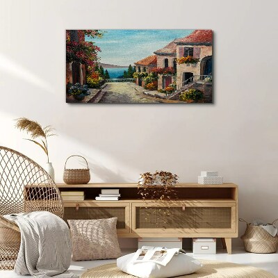 Tableau imprimé sur toile Une charmante rue en bord de mer