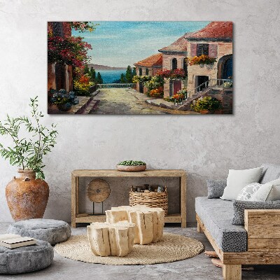 Tableau imprimé sur toile Une charmante rue en bord de mer