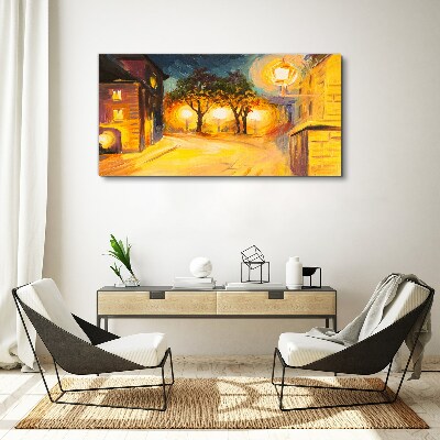 Tableau imprimé sur toile Une soirée dorée en ville