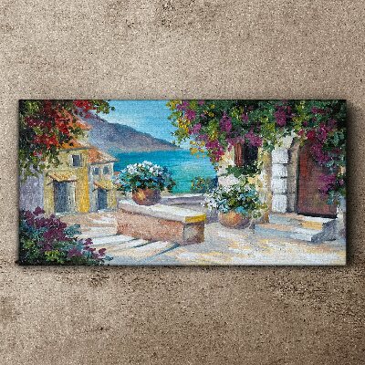Tableau sur toile Une ville balnéaire fleurie