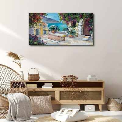 Tableau sur toile Une ville balnéaire fleurie