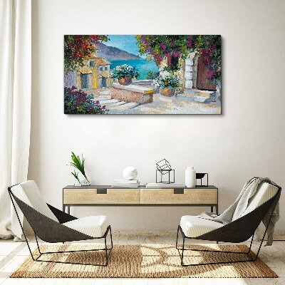 Tableau sur toile Une ville balnéaire fleurie