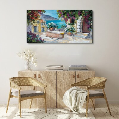 Tableau sur toile Une ville balnéaire fleurie