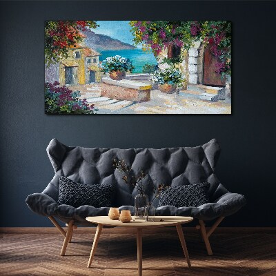 Tableau sur toile Une ville balnéaire fleurie