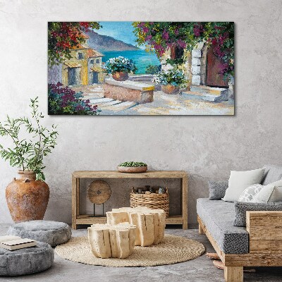 Tableau sur toile Une ville balnéaire fleurie