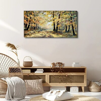 Tableau toile imprimée Forêt dorée dans l'aura d'automne