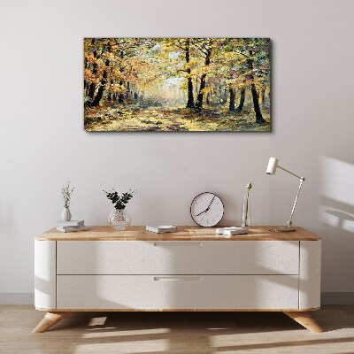 Tableau toile imprimée Forêt dorée dans l'aura d'automne
