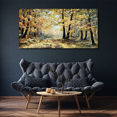 Tableau toile imprimée Forêt dorée dans l'aura d'automne