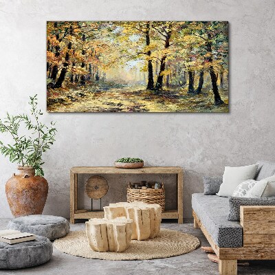 Tableau toile imprimée Forêt dorée dans l'aura d'automne