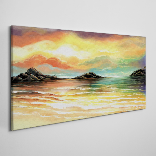 Tableau toile imprimée Un coucher de soleil paisible sur la mer