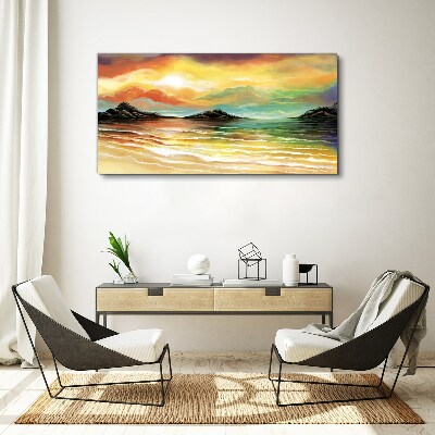 Tableau toile imprimée Un coucher de soleil paisible sur la mer