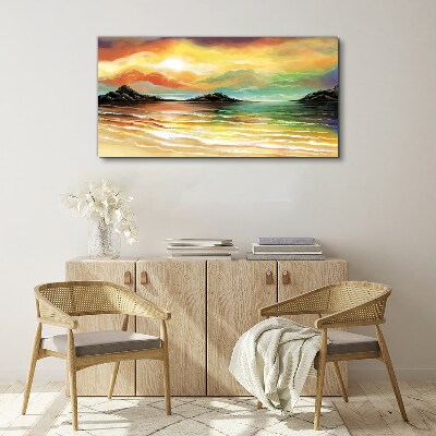 Tableau toile imprimée Un coucher de soleil paisible sur la mer