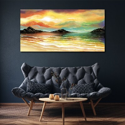 Tableau toile imprimée Un coucher de soleil paisible sur la mer