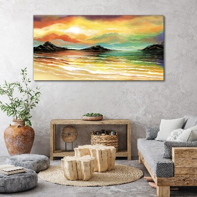 Tableau toile imprimée Un coucher de soleil paisible sur la mer
