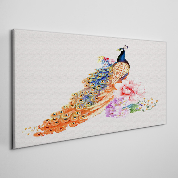 Tableau imprimé sur toile Des paons parmi les fleurs