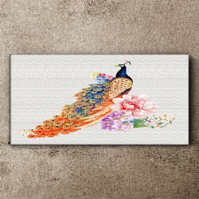 Tableau imprimé sur toile Des paons parmi les fleurs