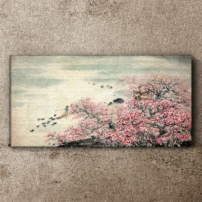 Tableau sur toile Paysage printanier avec des arbres en fleurs