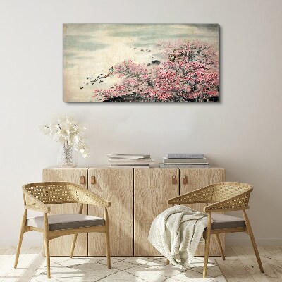 Tableau sur toile Paysage printanier avec des arbres en fleurs
