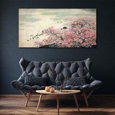Tableau sur toile Paysage printanier avec des arbres en fleurs