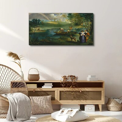 Tableau sur toile Une scène au bord de l'eau avec des pêcheurs