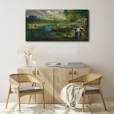 Tableau sur toile Une scène au bord de l'eau avec des pêcheurs