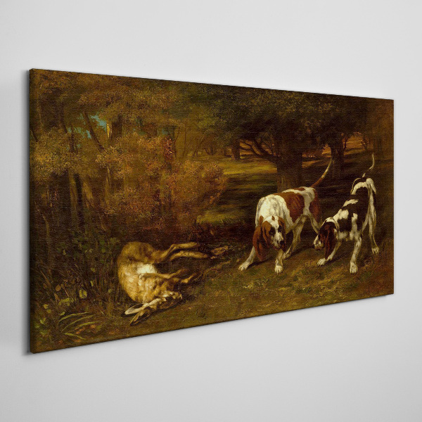 Tableau sur toile Chiens dans la forêt