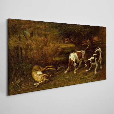 Tableau sur toile Chiens dans la forêt