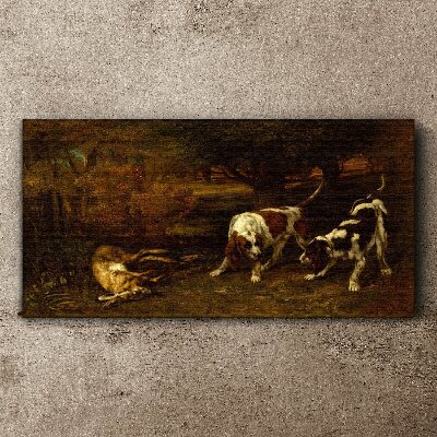 Tableau sur toile Chiens dans la forêt