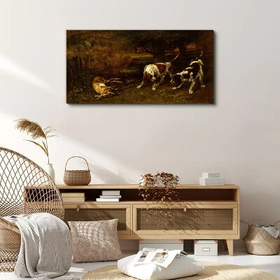 Tableau sur toile Chiens dans la forêt