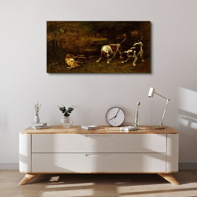 Tableau sur toile Chiens dans la forêt