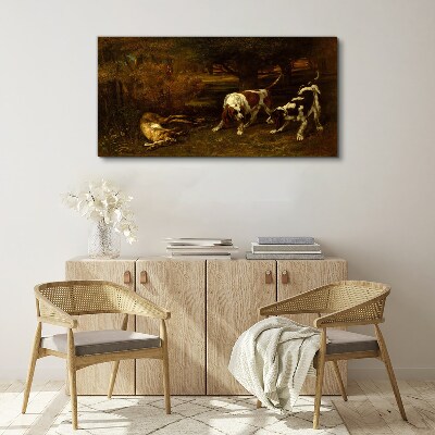 Tableau sur toile Chiens dans la forêt