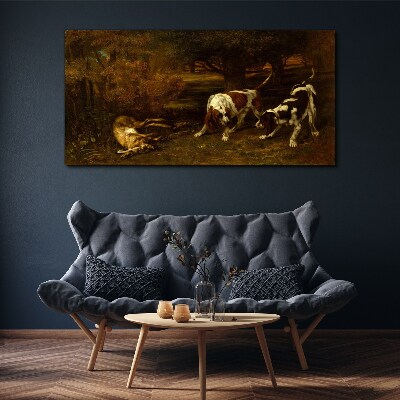 Tableau sur toile Chiens dans la forêt