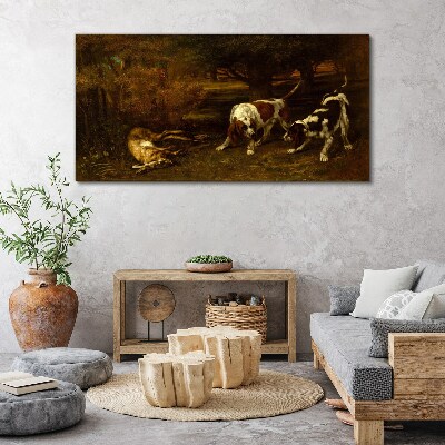 Tableau sur toile Chiens dans la forêt