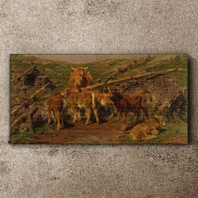 Tableau sur toile Paysage pastoral avec du bétail