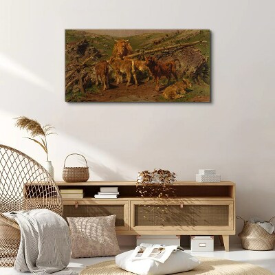 Tableau sur toile Paysage pastoral avec du bétail