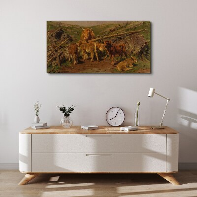 Tableau sur toile Paysage pastoral avec du bétail