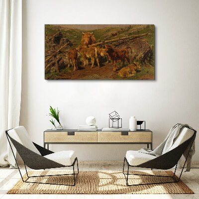Tableau sur toile Paysage pastoral avec du bétail