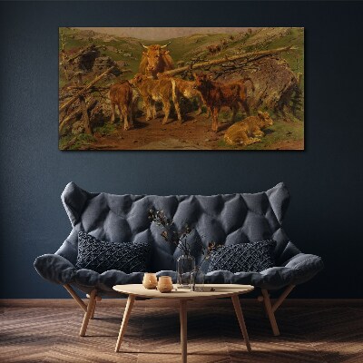 Tableau sur toile Paysage pastoral avec du bétail