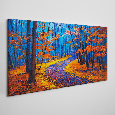 Tableau toile imprimée Avenue d'automne aux couleurs du coucher de soleil