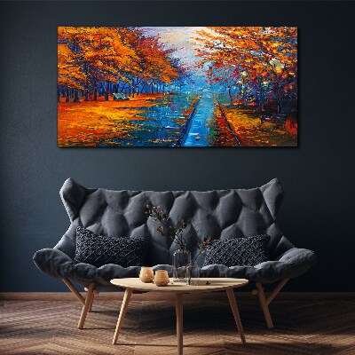 Tableau sur toile Automne doré sur l'eau calme