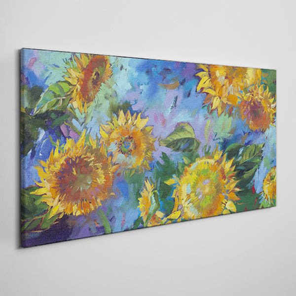 Tableau imprimé sur toile Tournesols dans une composition colorée