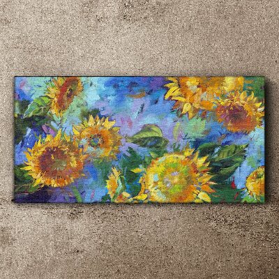 Tableau imprimé sur toile Tournesols dans une composition colorée